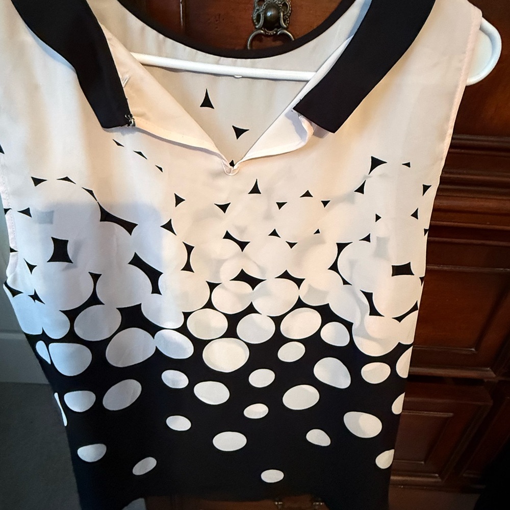 Black and Pale Pink Polka Dot Sleeveless Top No Tag